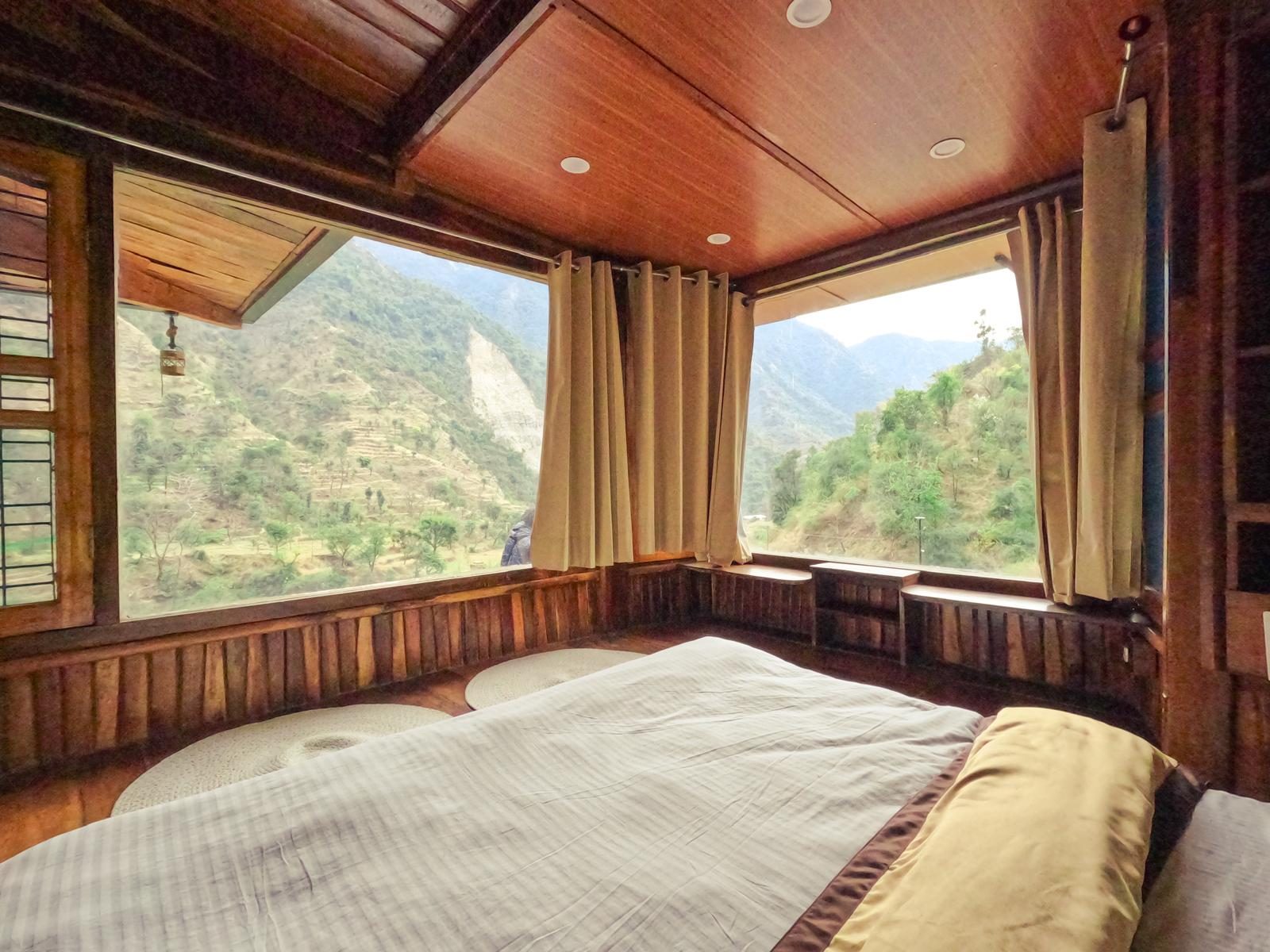 Mountain view from Kaksh Villa, Dehradun — morning light over the hills